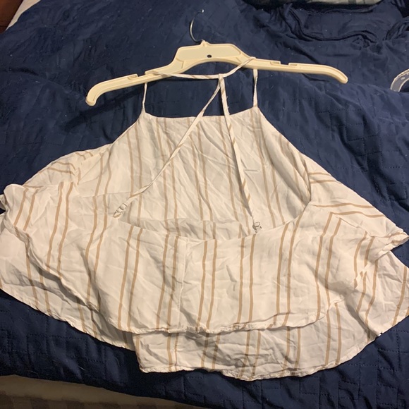 White with cream stripes, crop top - Picture 2 of 2